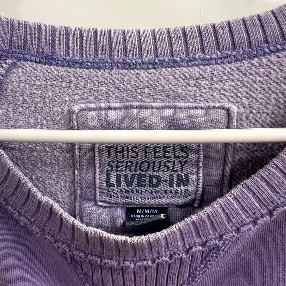 American Eagle This Feels Seriously Lived In Lavender Crew Neck | Size Medium - Picture 4 of 7